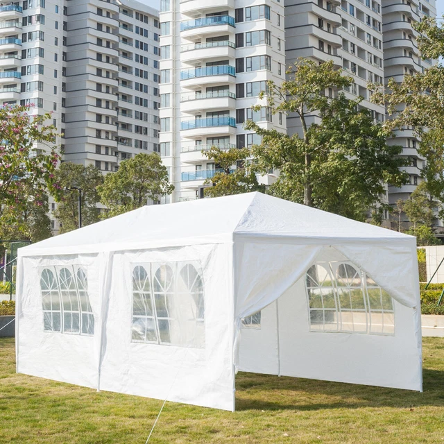 3x6M Pavillon Gartenfest Camping Festival Eventzelt Bier mit 6 Seitenwänden Weiß