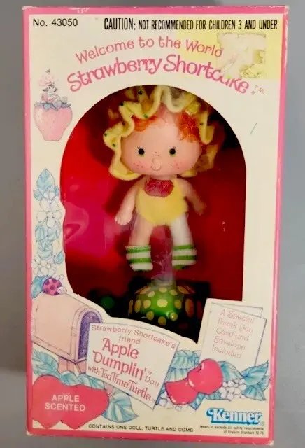 Vintage (1980) Strawberry Shortcake Apple Dumplin Doll W/Tea Time Turtle Pet NEW