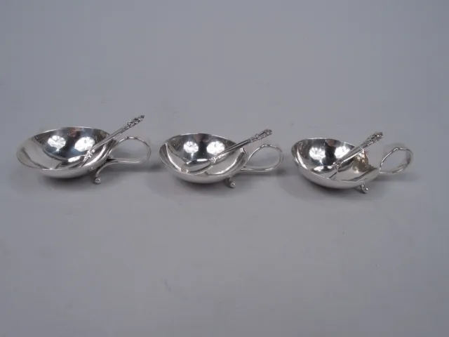 Georg Jensen Open Salts 110 Acorn Spoons Scandinavian Danish Sterling Silver