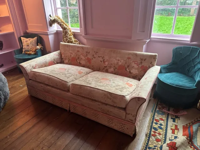 pink vintage old Harrods sofa