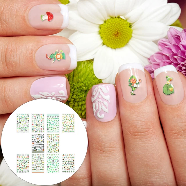 10 Sheets Irische Maniküre-Aufkleber PVC Festival-Nagelaufkleber