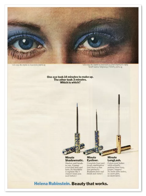 Helena Rubinstein Eye Makeup Retro Beauty Vintage 1972 Full-Page Magazine Ad