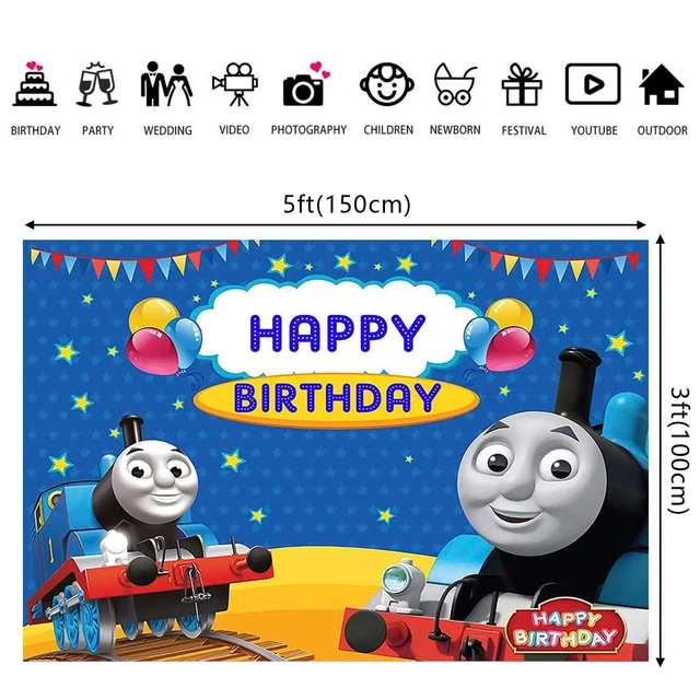 THOMAS AND FRIENDS Birthday Backdrop Banner Background Party Supplies