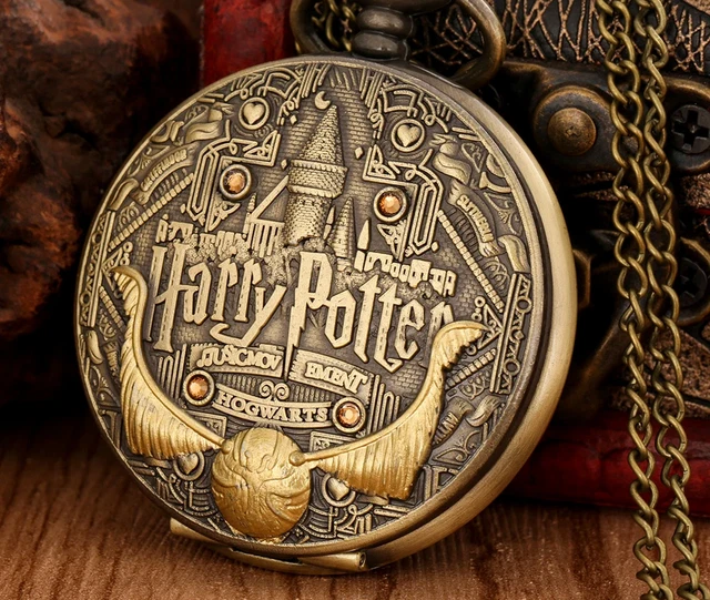 Montre De Poche Harry Potter – Bronze Avec Perles – Coffret Et Pochette Inclus