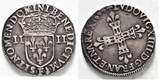 FRANCE * MONNAIE ROYALE * 1/4 ECU - 1644 F Angers - Louis XIV - 9,62gr ARGENT