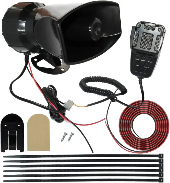 12V 100W 7 Tones Car Siren Speaker with Mic PA System Car Loud Emergency Sound A