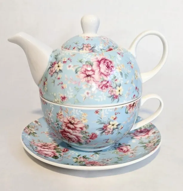 tea for one sets - blue floral