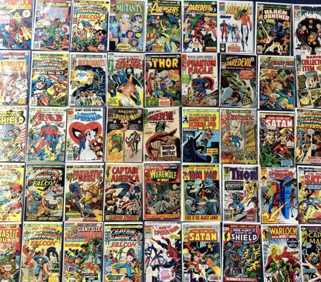 Huge Lot Of 50 Marvel Comics Silver Bronze Age Spiderman Daredevil Thor Vtg NR!