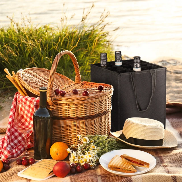 ZOCONE Flaschenträger Aus Filz Für 6 Flaschen – Praktische Tasche Für Picknicks, Partys Oder Geschenke