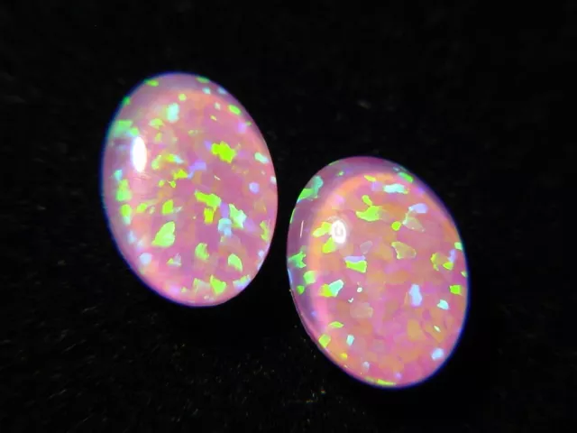 BUTW  Gilson Pink Opal about 5x7x2mm oval triplet two pr cabochon gemstone 4658D