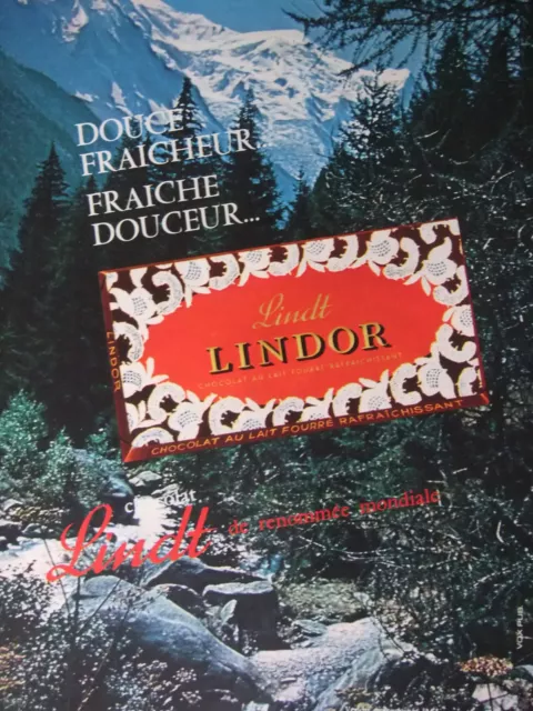 Publicité De Presse 1964 Lindt Lindor Chocolat Au Lait Fourré Rafraichissant