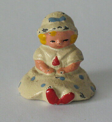Vintage cast iron Little Girl paper weight Americana rustic camp figural Hubley