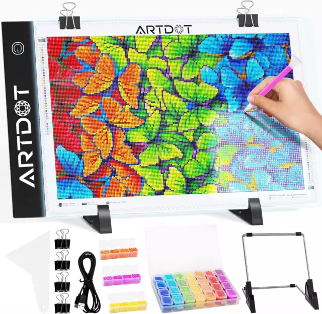 A4 LED Light Board for Diamond Painting Kits, USB Powered Light Pad, Adjustable