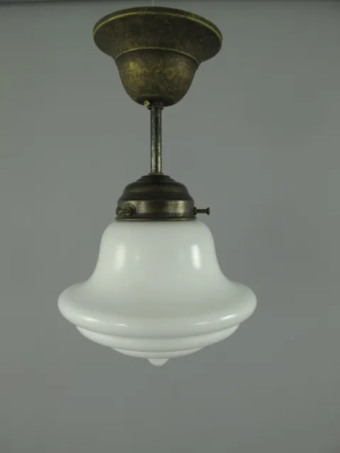 Deckenlampe Hängelampe Antik Messing Glas Art déco Opalglas Jugendstil Leuchte