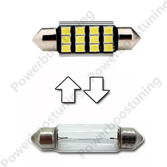 Ampoule Navette Lampe A Led Smd C5W Anti Erreur Feu Xenon 36 39 42Mm Blanche 12V 2