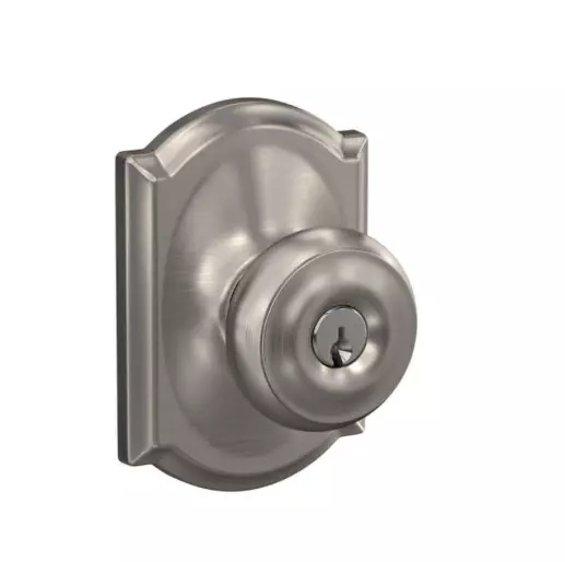 Schlage Custom Georgian Keyed Entry Door Knob with Camelot Trim F51A GEO CAM