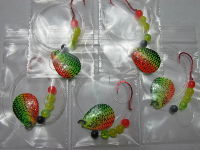 5 Spinner Rigs Leech Minnow Crawler Harness Walleye, Bass, Pike Colorado Blades