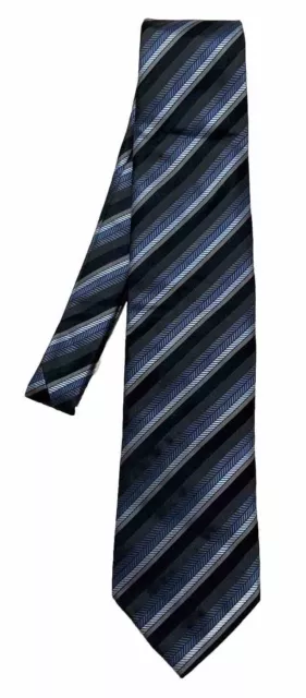 DURBAN M. In Italy Gray /Black/ Blue Striped Men’s Silk  Tie 58"/4" EC