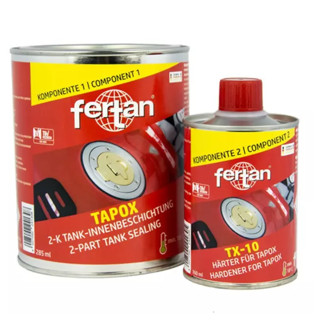 Fertan Tapox kit d'étanchéité de réservoir 0,5 kg avec durcisseur 40 g kit antirouille