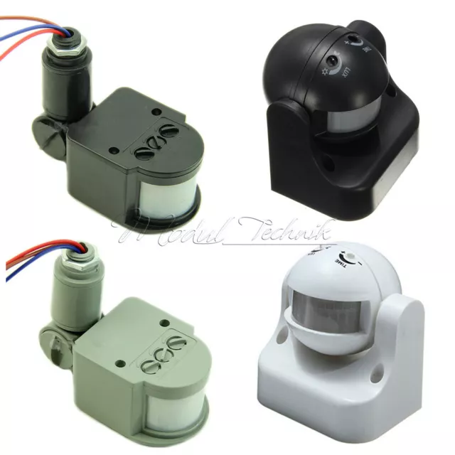 DC12V/AC 110-220V 12M White/Black/Grey 180° PIR Motion Sensor Detector Switch