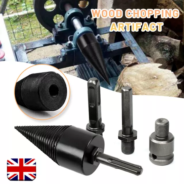 32/42mm Firewood Drill Bit Wood Cone Hex Shank Wood Log Splitter Screw Splitting