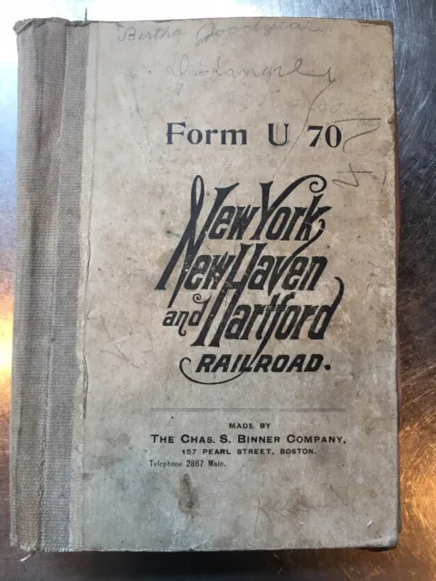 New York New Haven & Hartford Railroad Form U70 Booklet NY&NH RR - See Pics.