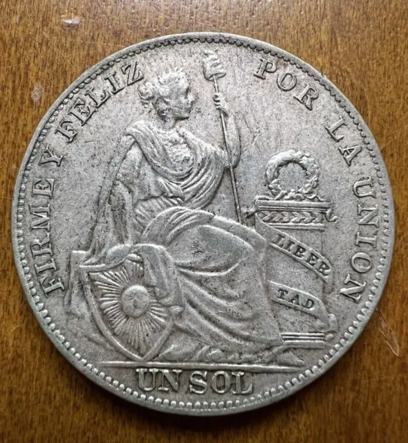 1934 Peru 1 Sol Crown-size Silver Coin - Beautiful!