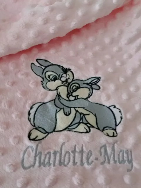 personalised dimple fleece baby blanket  Thumper Bunnies