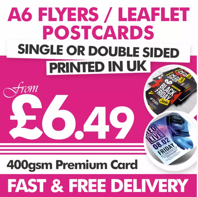 A6 Postcard Flyer/Leaflet Printing 400gsm Premium Artcard Quality Printed Flyers