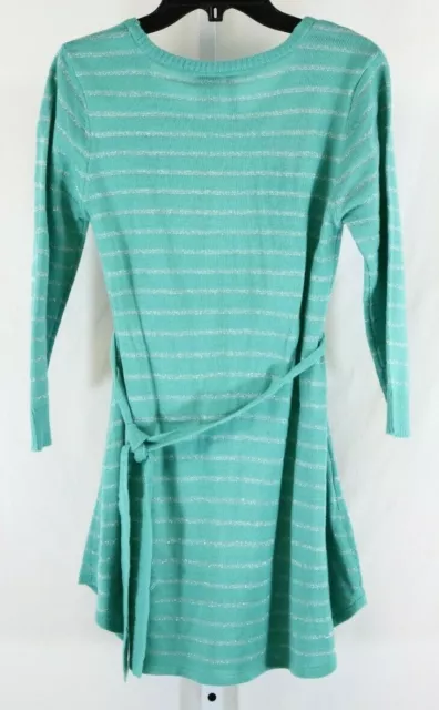 Miss Understood Girls Turquoise Metallic Striped Long Sleeve Sweater Dress Sz XL 2