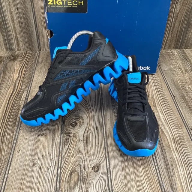 Reebok Men's Zigtech Zigsonic Running Sneaker Shoes Black & Blue Size 6.5 NEW