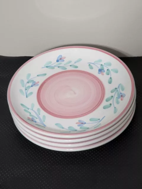 Caleca pottery (4) PINK GARLAND 8 1/4" Salad Plates Italy