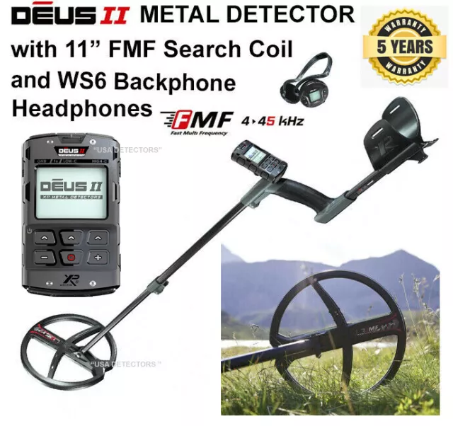 XP Deus II Metal Detector ~ w/ 11" FMF Coil ~ RC & WS6 Backphone FREE SHIPPING !