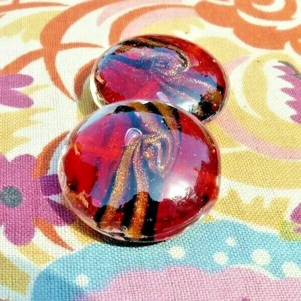 LOT DE 2 ANCIENNES PERLES FANTAISIES VINTAGES EN VERRE DE MURANO vers 1950