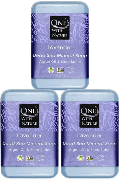 #1620 One With Nature Dead Sea Minerals Triple Milled Bar Soap Lavender 3 pack