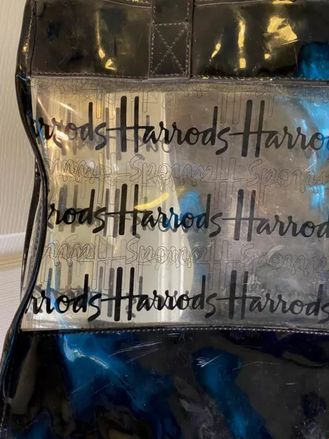 Borsa per la spesa Borsa per la spesa Harrods PVC Trasparente Nero Ripetuto Logo 2