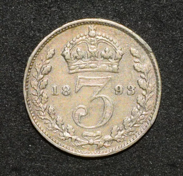 Victoria. 1893 Jubilee Head Threepence. Rare