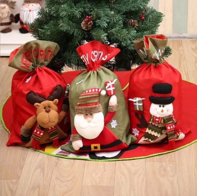 LARGE FELT CHRISTMAS SANTA SACK Red Extra Large Xmas Gift Present Bag Stocking