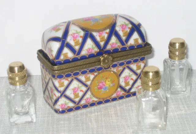 Porzellandose Parfüm Flakon Dose Miniatur Glasflakon Sammlerdose Antik-Stil 6x5
