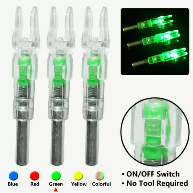 6X Automatic LED Arrows Lighted Nocks ID 6.2mm Arrows Nock Tail For Compound Bow 3