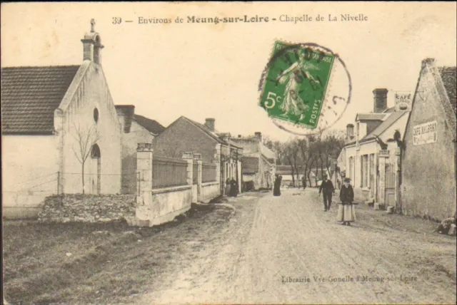 45 Meung-Sur-Loire Carte Postale Chapelle De La Nivelle Cafe Malbran 1912 ?