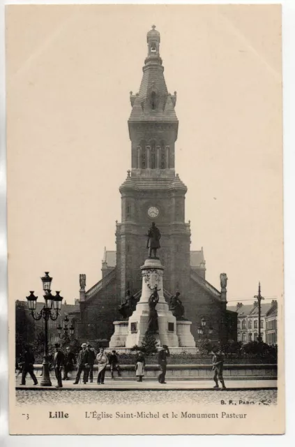 LILLE - Nord - CPA 59 - Le monument Pasteur - vue 1 - l' église St Michel
