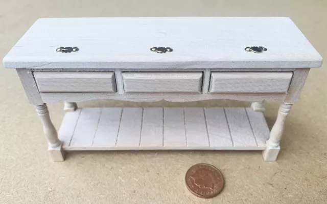 Natural Finish Wooden 3 Drawer Server Tumdee 1:12 Scale Dolls House Miniature 01