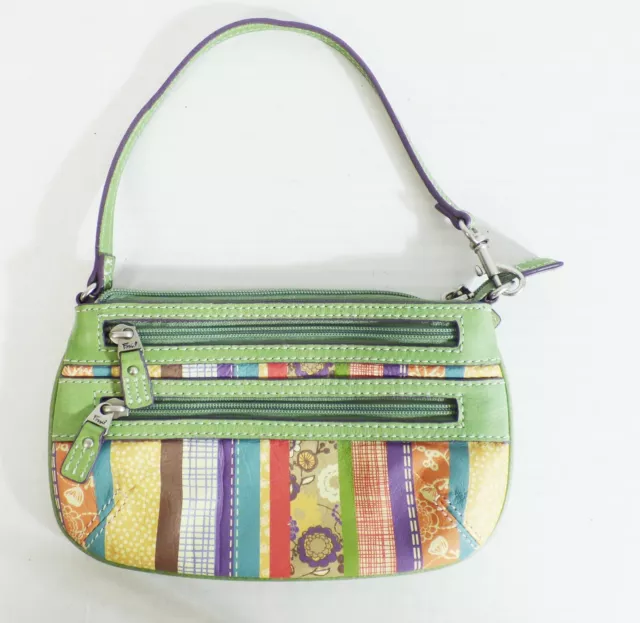 Fossil Women's Multi Colored Patchwork Purse Single Strap Free Shipping