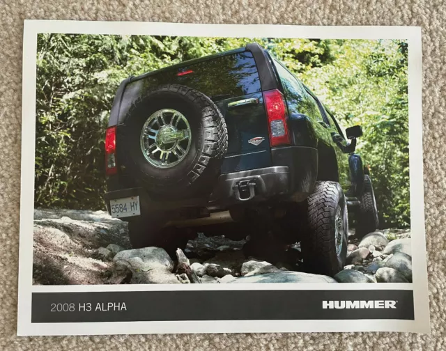 Hummer H3 Alpha Print 2008 8.5" x 11" Glossy Promo Specifications 2007 New Photo