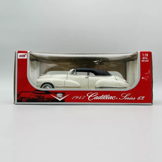 1947 Cadillac Series 62 White Convertible - Anson 1:18 Scale Die Cast Metal Car