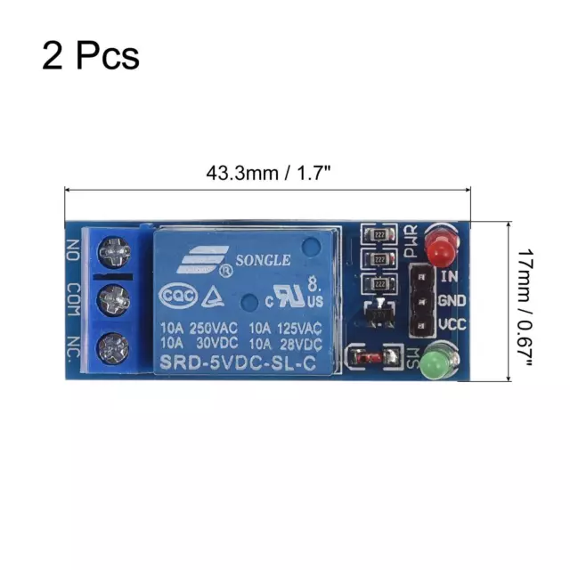 Relè Modulo 1 Canale 5V Basso Livello Grilletto Modulo Blu per DSP 2pz 2