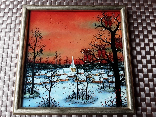 ⛰GlasFliesenmalerei 【Kätzchen】von M.Horn MANFRED HORN, NAIVE Malerei, Keramikfliese, gerahmt, V EUR 5