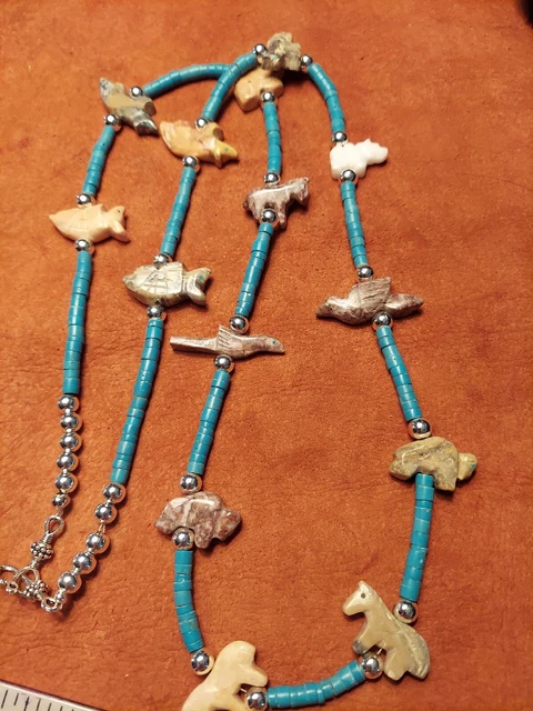 Native American Carved Stone Fetish Necklace