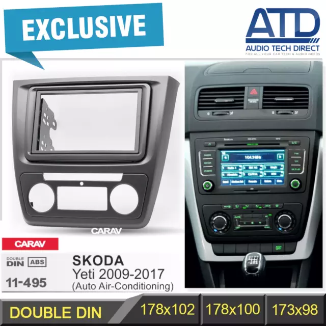 178mm Double 2 DIN Fascia Panel For Skoda Yeti Navi Radio GPS RNS 510 (Auto A/C)